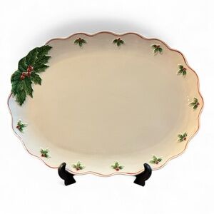 OTAGIRI Holly Collection by Mary Baker Holiday Serving Platter with Holly Design